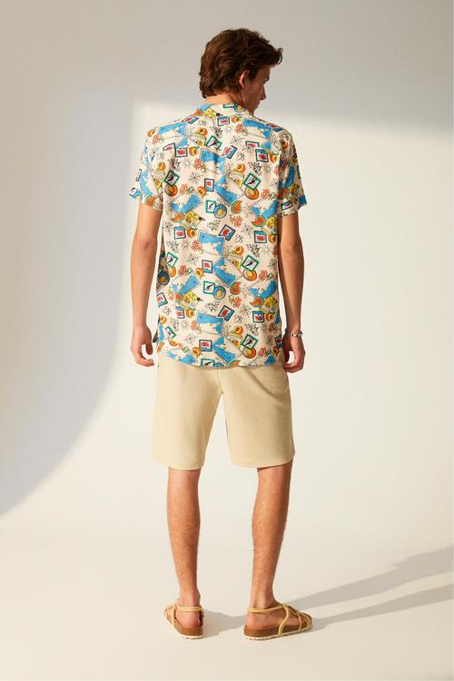  DESENLİ KISA KOLLU REGULAR FIT GÖMLEK