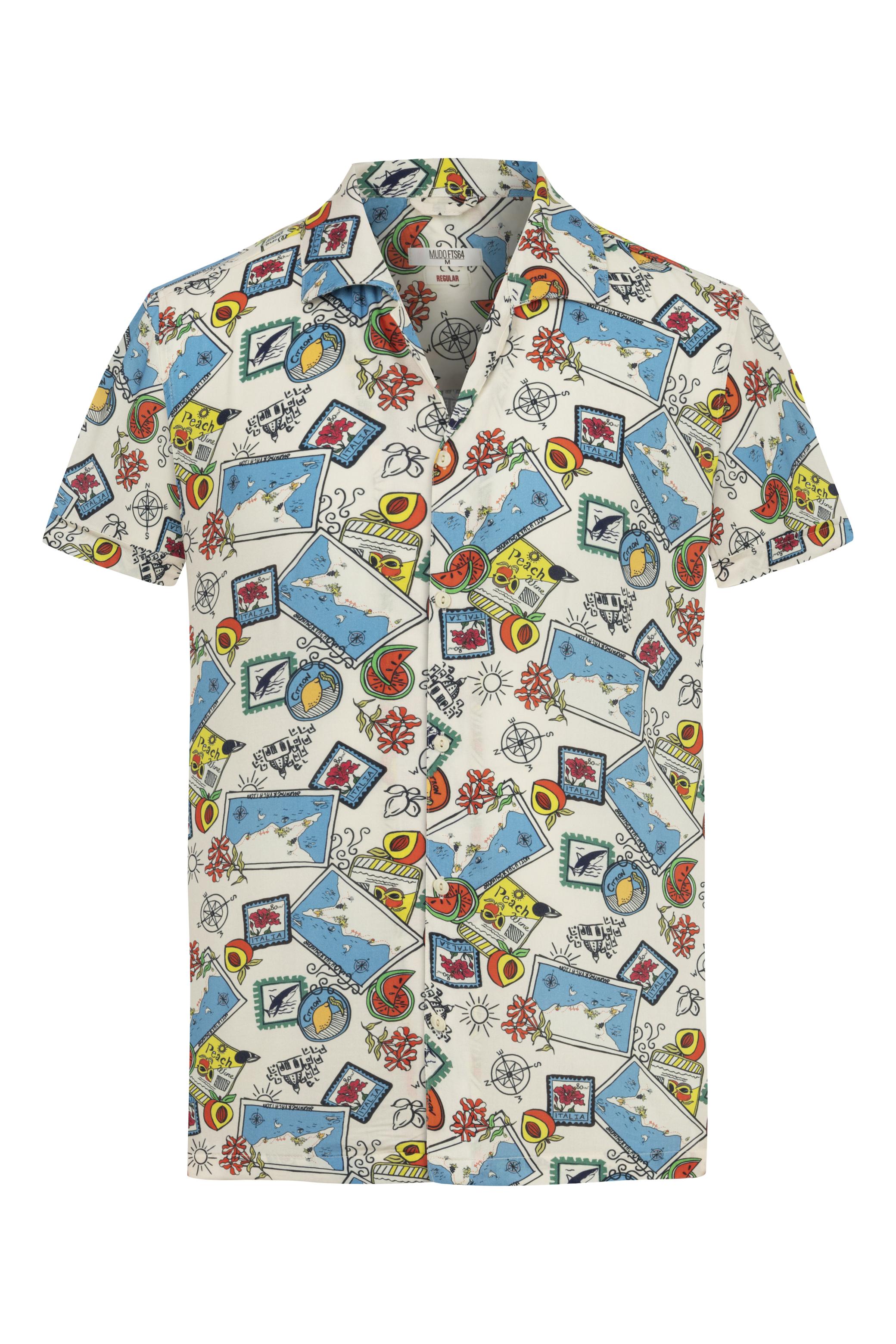 DESENLİ KISA KOLLU REGULAR FIT GÖMLEK