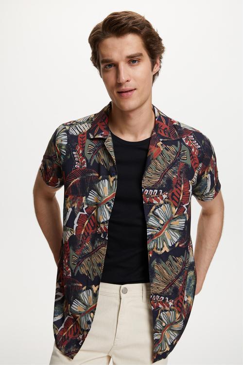  DESENLİ KISA KOLLU REGULAR FIT GÖMLEK