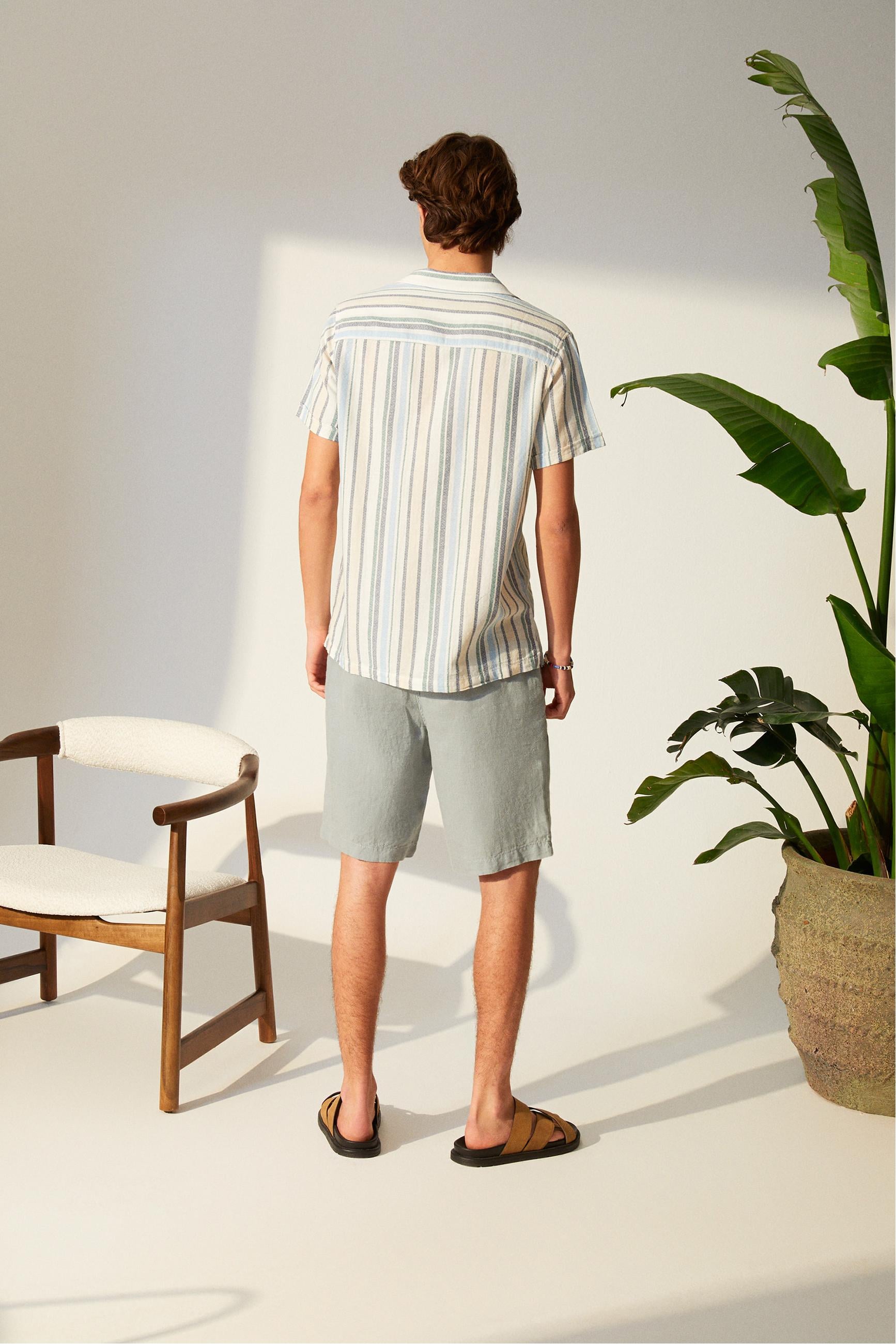 ÇİZGİLİ KISA KOLLU REGULAR FIT GÖMLEK