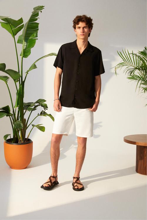  KISA KOLLU REGULAR FIT LİYOSEL GÖMLEK