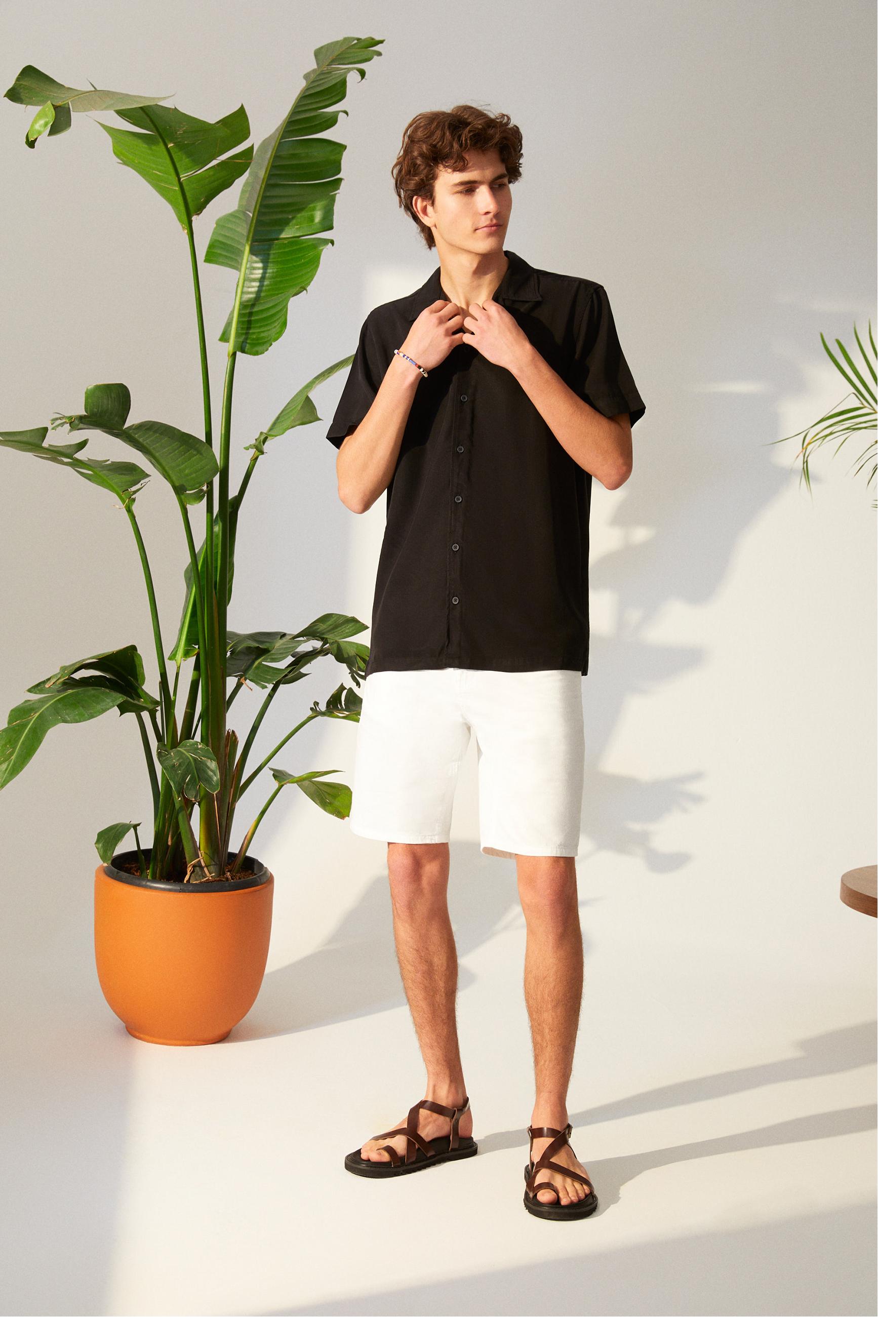 KISA KOLLU REGULAR FIT LİYOSEL GÖMLEK