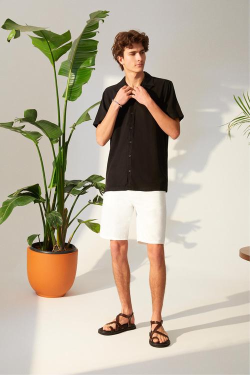  KISA KOLLU REGULAR FIT LİYOSEL GÖMLEK