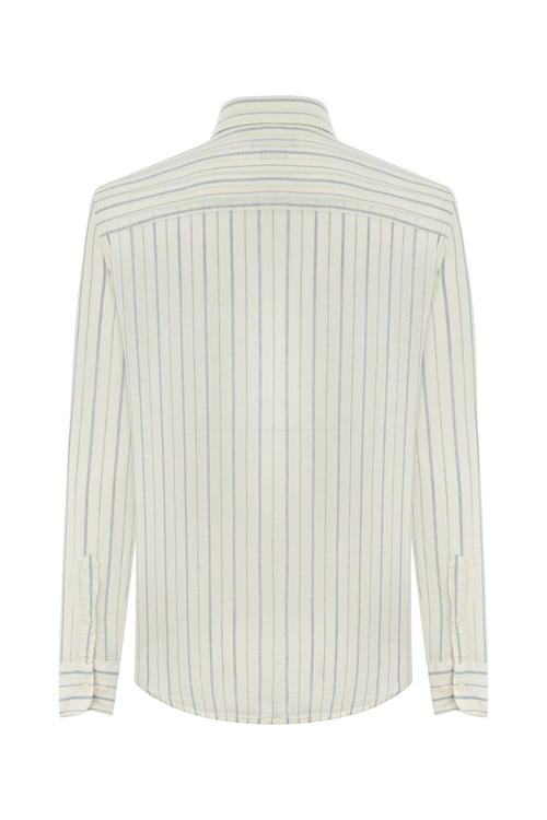  KETEN KARIŞIMLI ÇİZGİLİ REGULAR FIT GÖMLEK