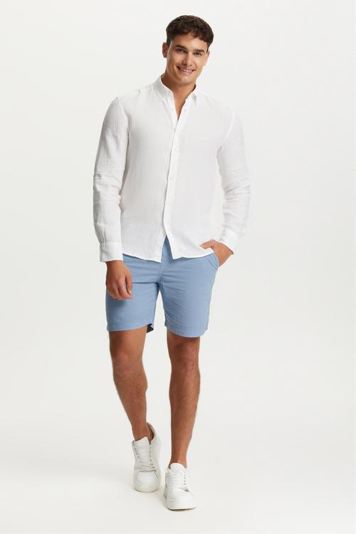  SLIM FIT KETEN GÖMLEK