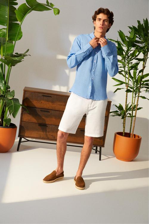  SLIM FIT KETEN GÖMLEK