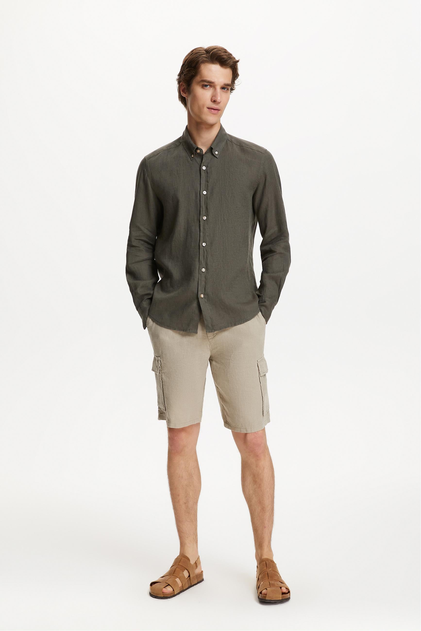 SLIM FIT KETEN GÖMLEK