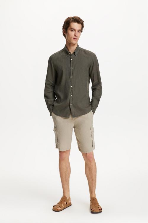  SLIM FIT KETEN GÖMLEK