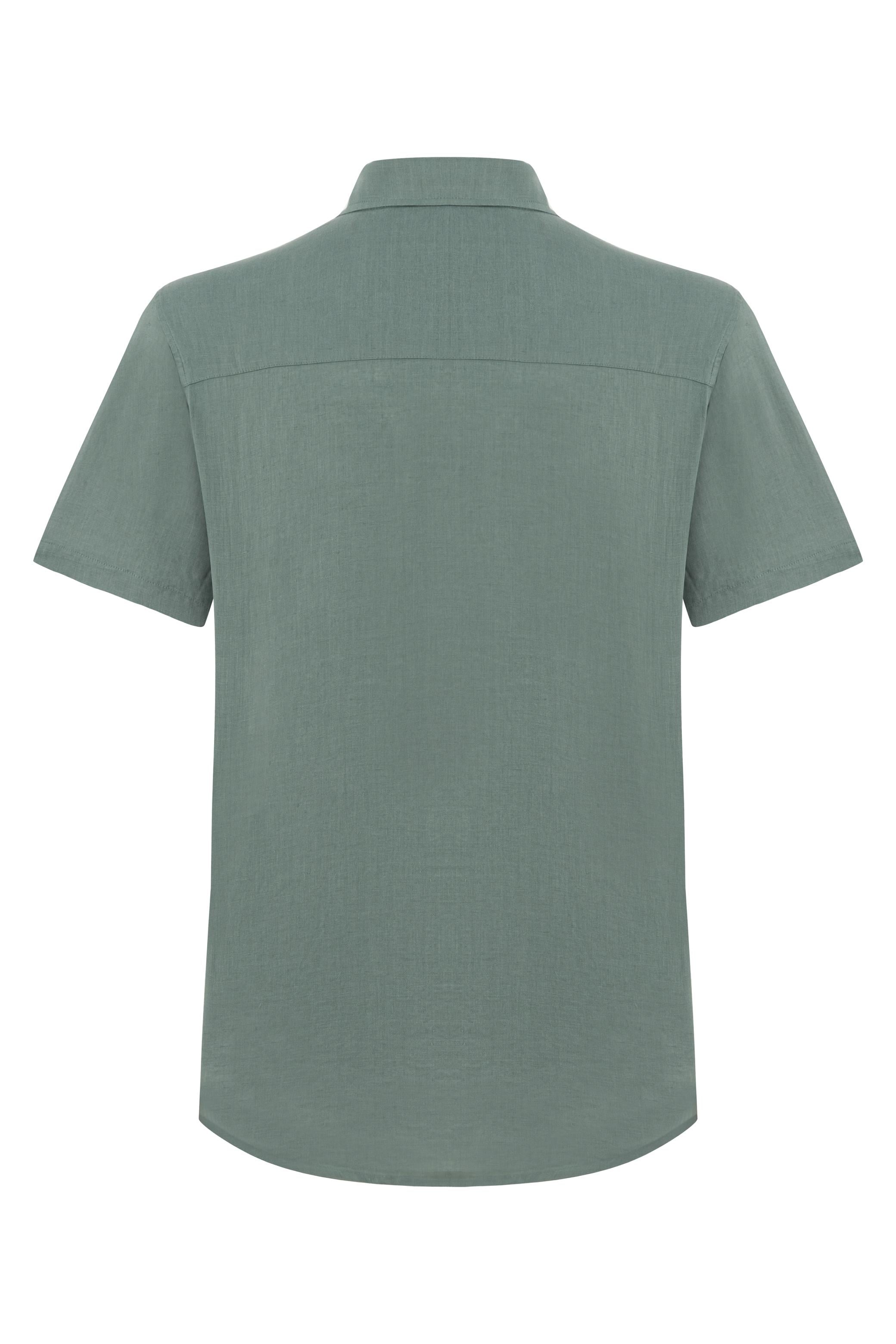 KISA KOLLU REGULAR FIT KETEN GÖMLEK