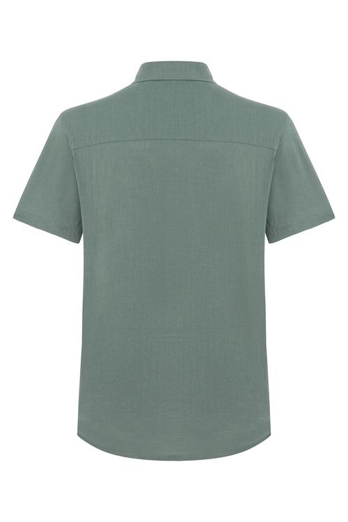  KISA KOLLU REGULAR FIT KETEN GÖMLEK