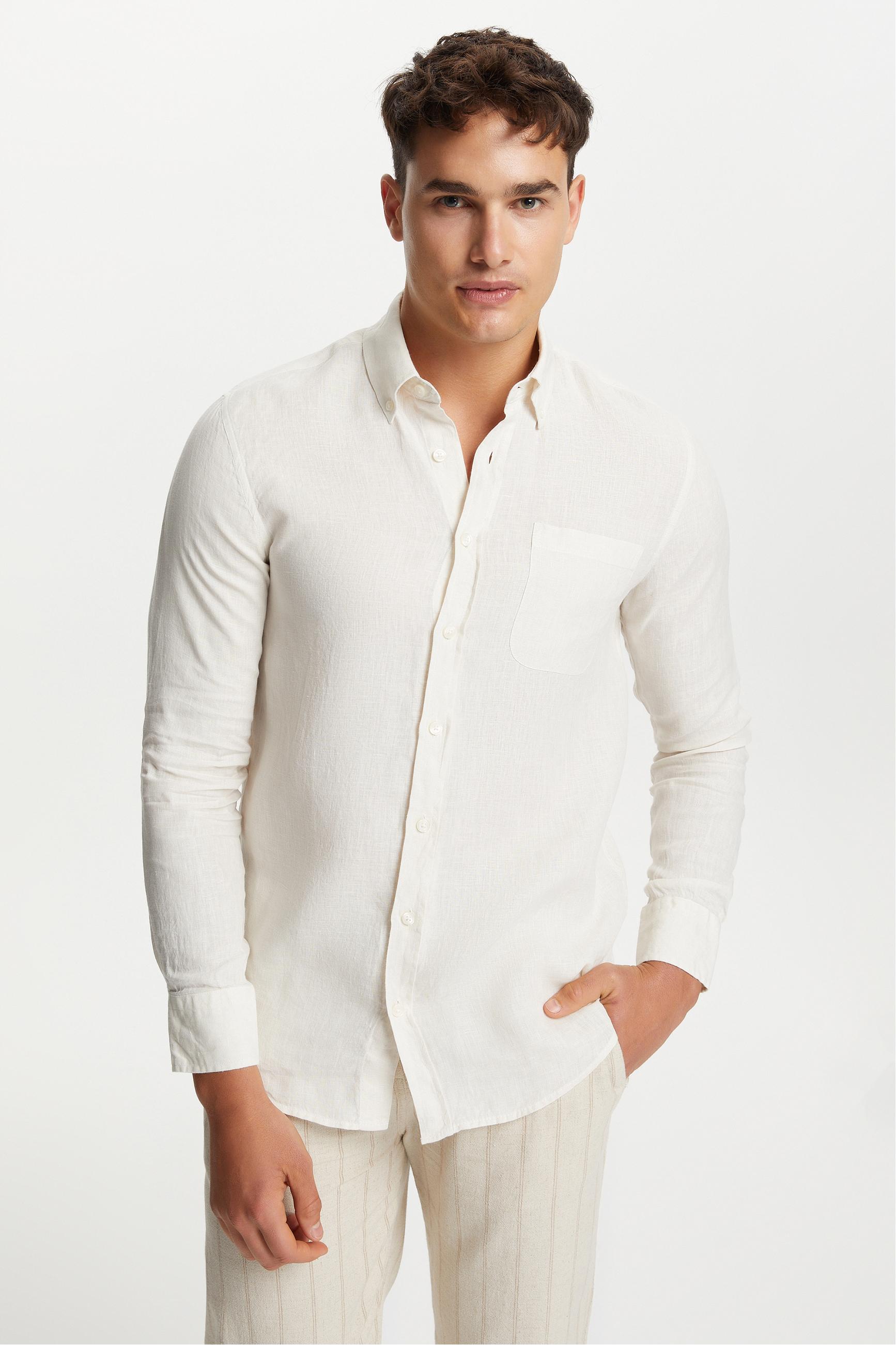 REGULAR FIT KETEN GÖMLEK