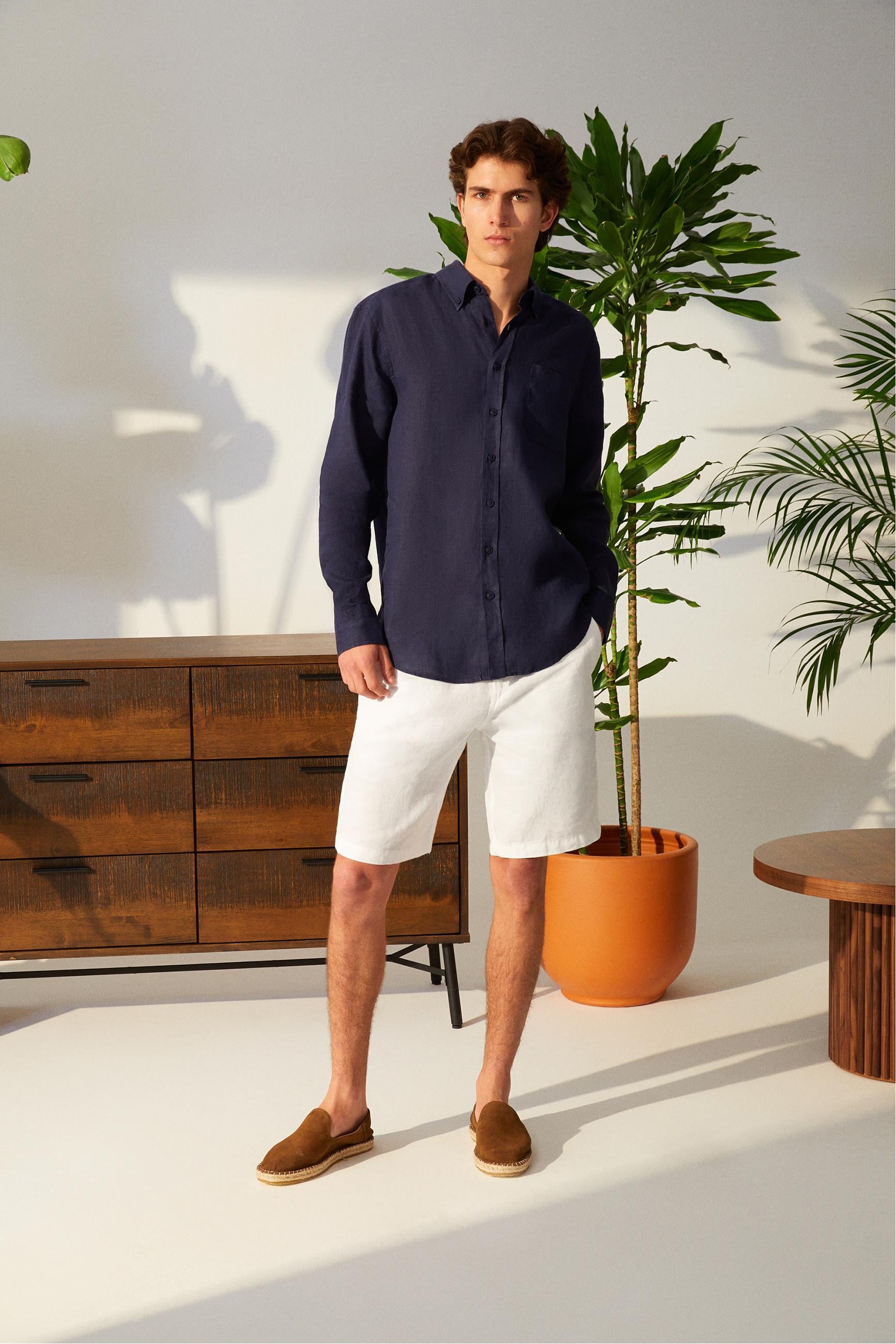 REGULAR FIT KETEN GÖMLEK