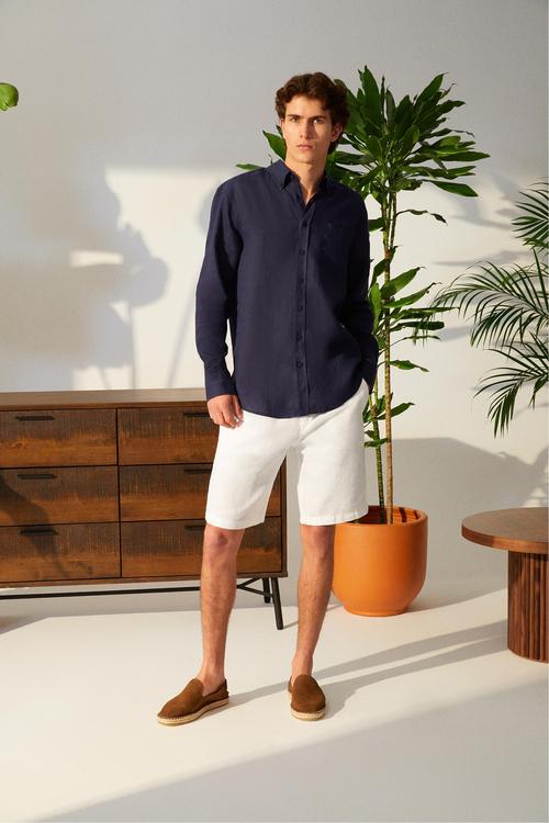  REGULAR FIT KETEN GÖMLEK