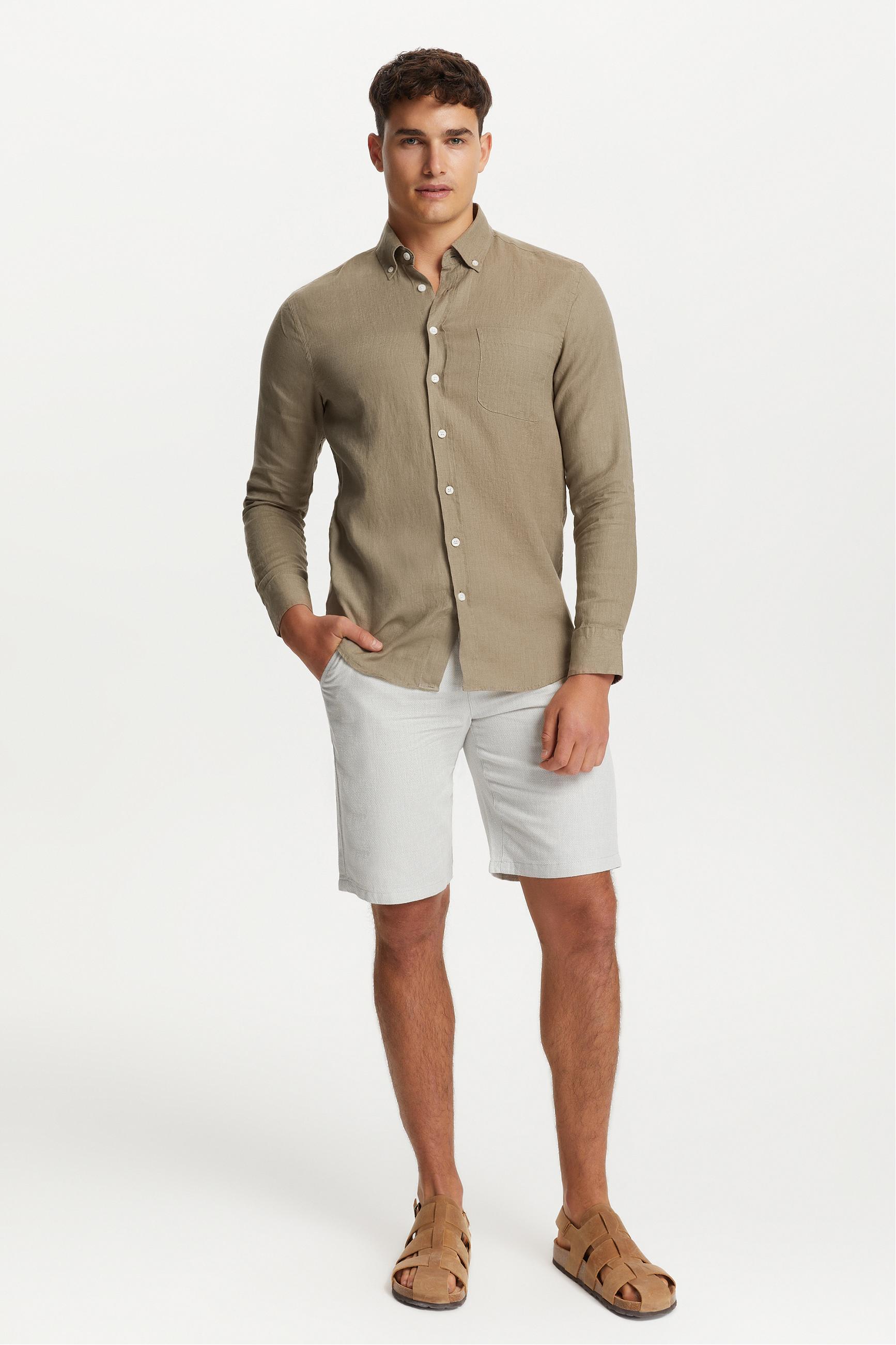 REGULAR FIT KETEN GÖMLEK