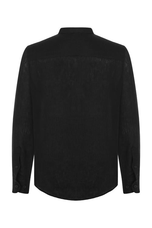  HAKİM YAKA REGULAR FIT KETEN GÖMLEK