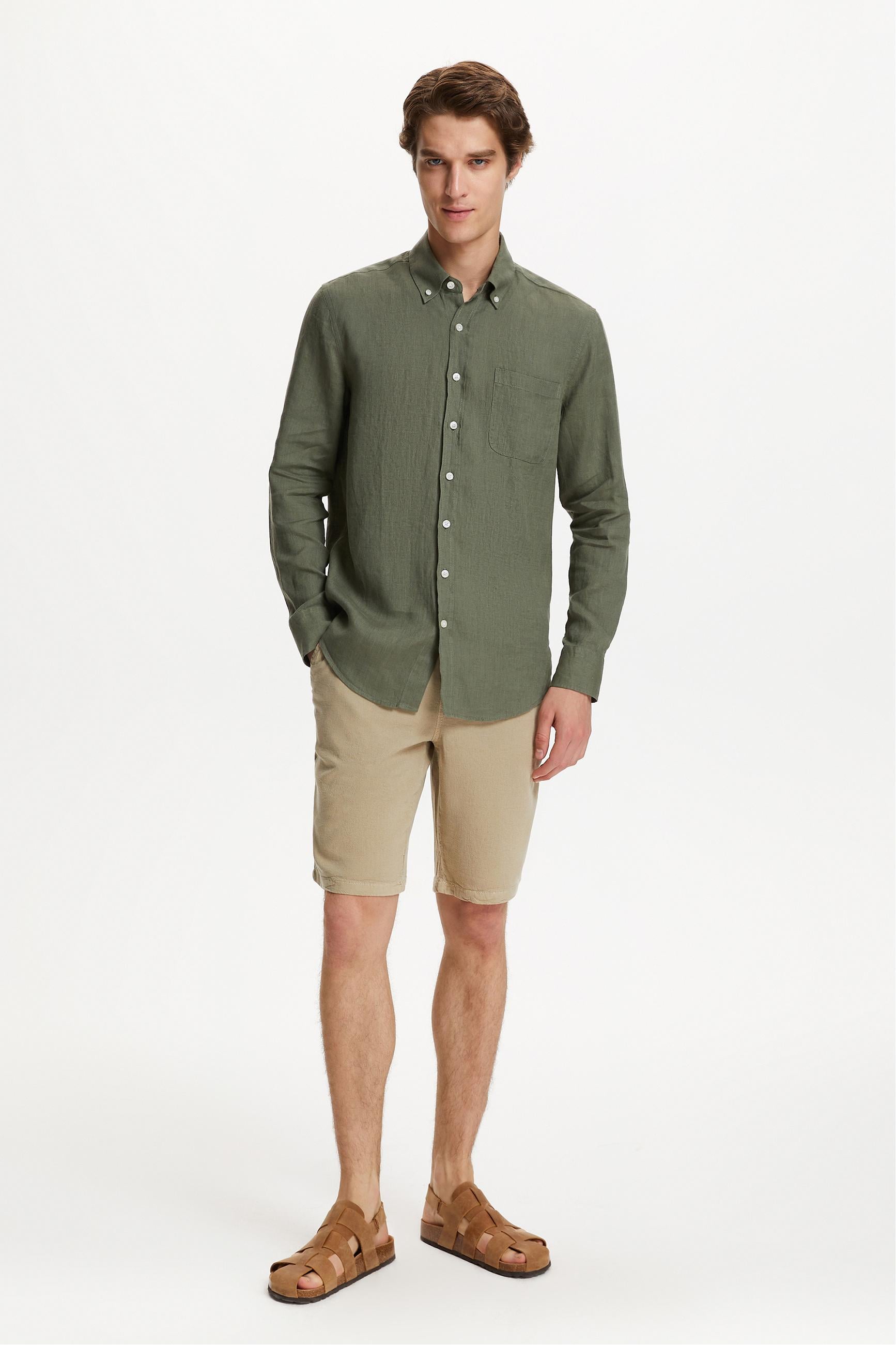 REGULAR FIT KETEN GÖMLEK