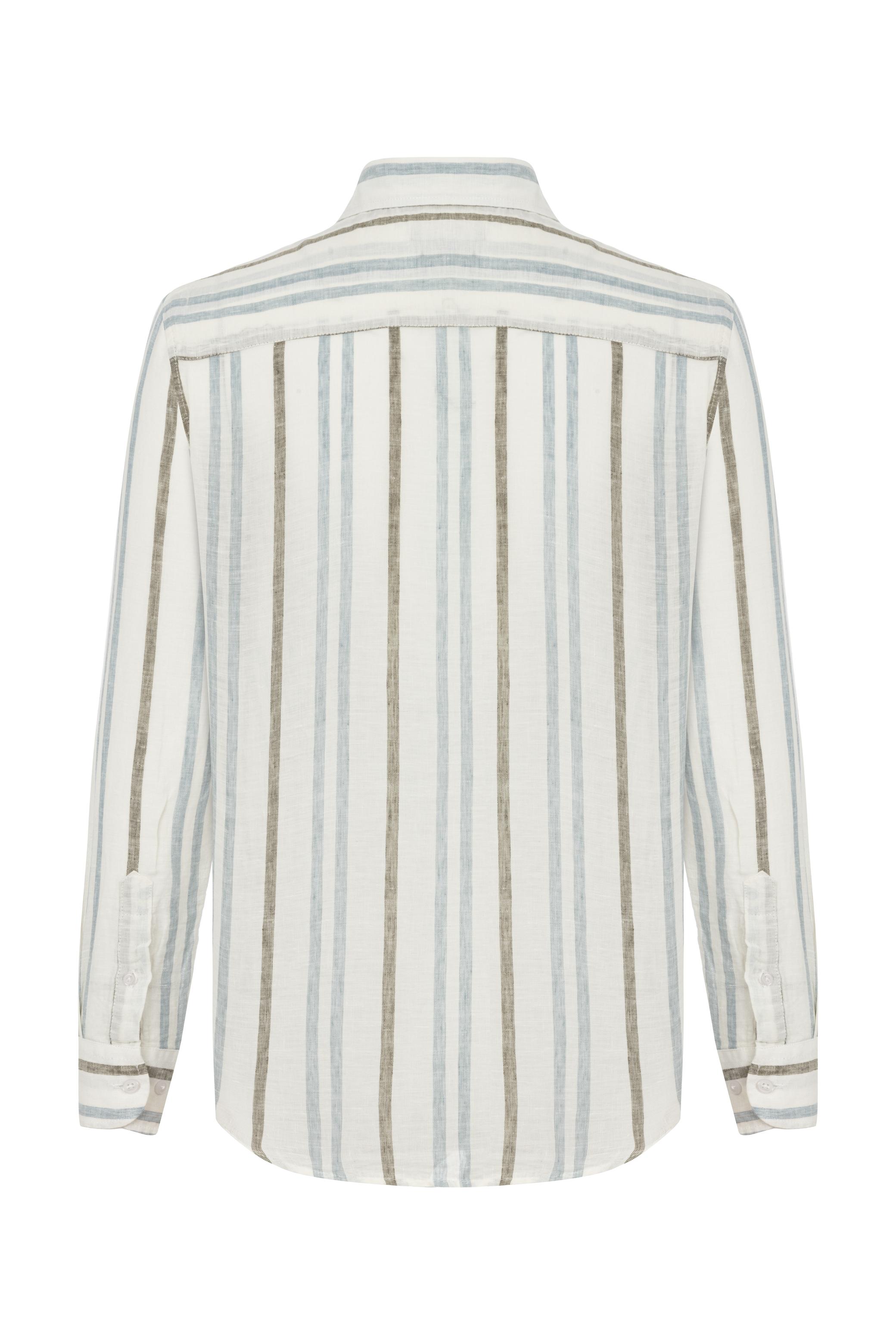 ÇİZGİLİ REGULAR FIT KETEN GÖMLEK