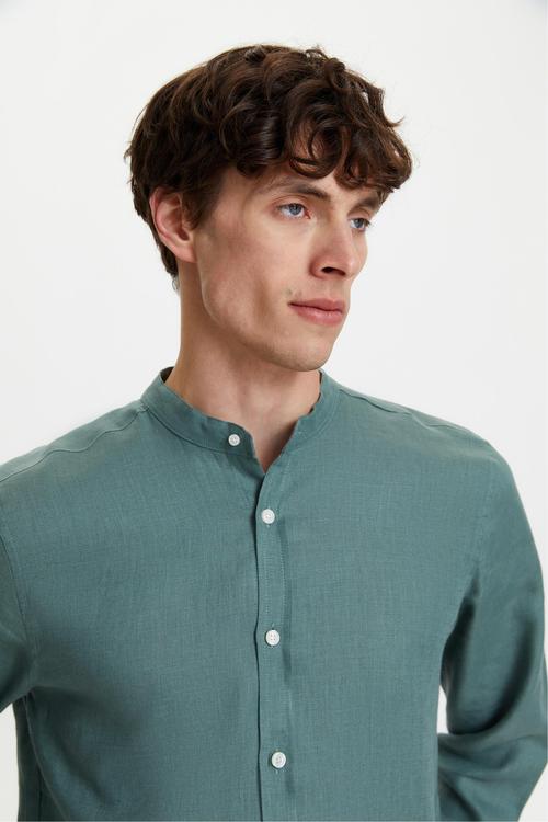  HAKİM YAKA REGULAR FIT KETEN GÖMLEK