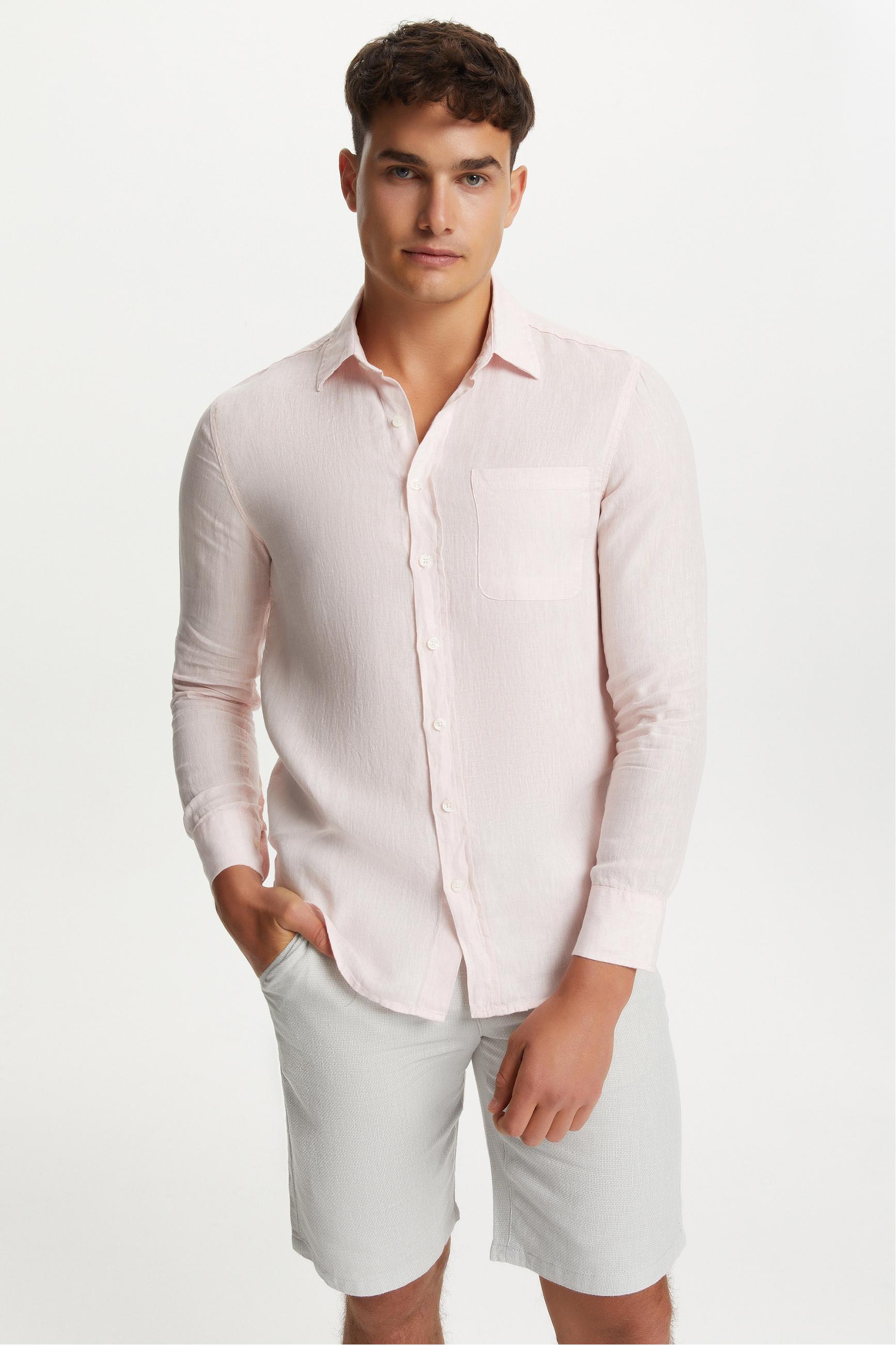 REGULAR FIT KETEN GÖMLEK