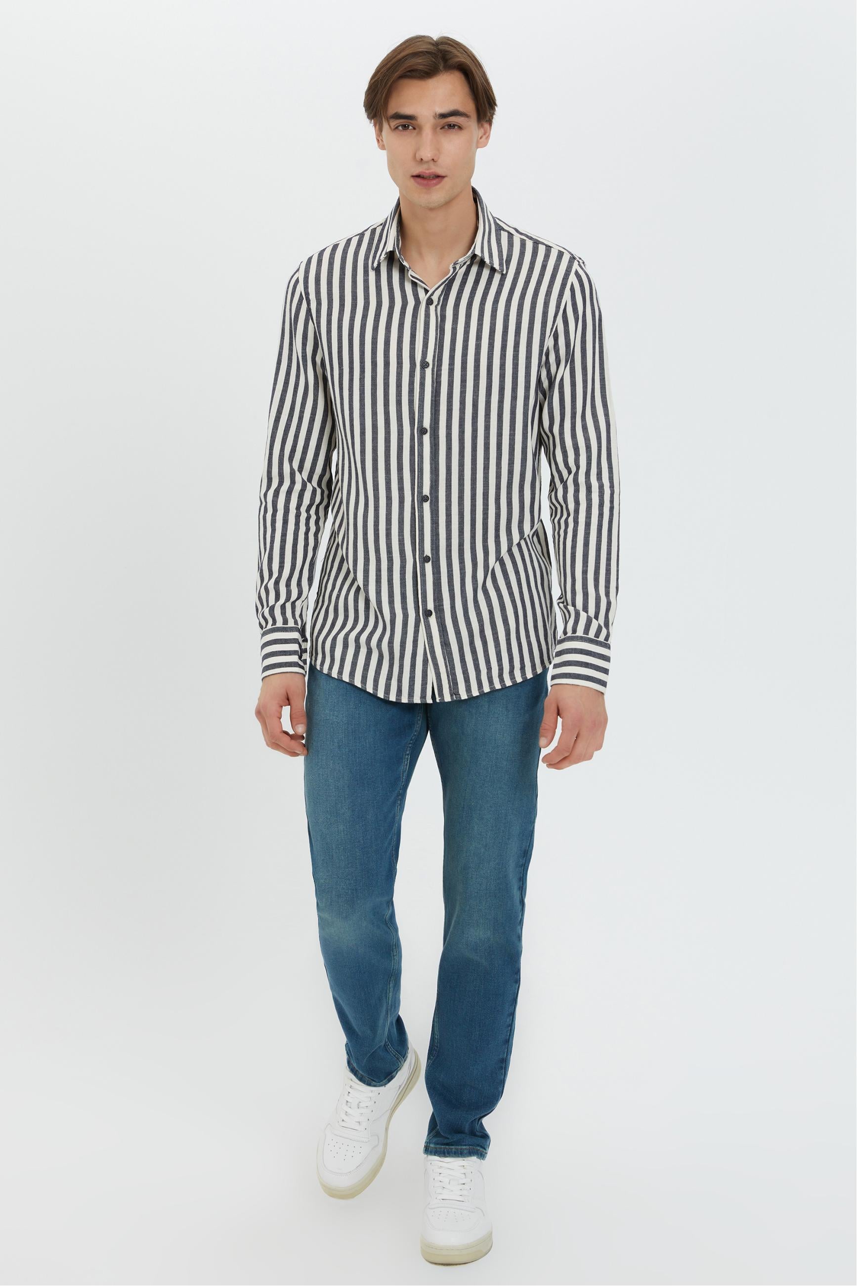 ÇİZGİLİ PAMUKLU REGULAR FIT GÖMLEK