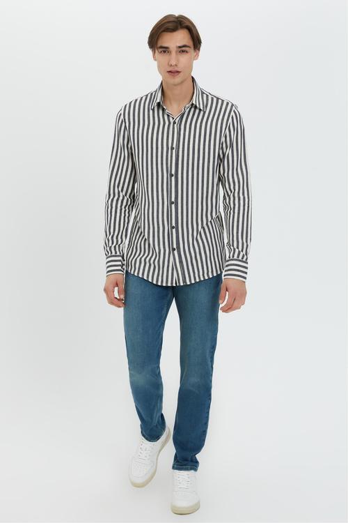  ÇİZGİLİ PAMUKLU REGULAR FIT GÖMLEK