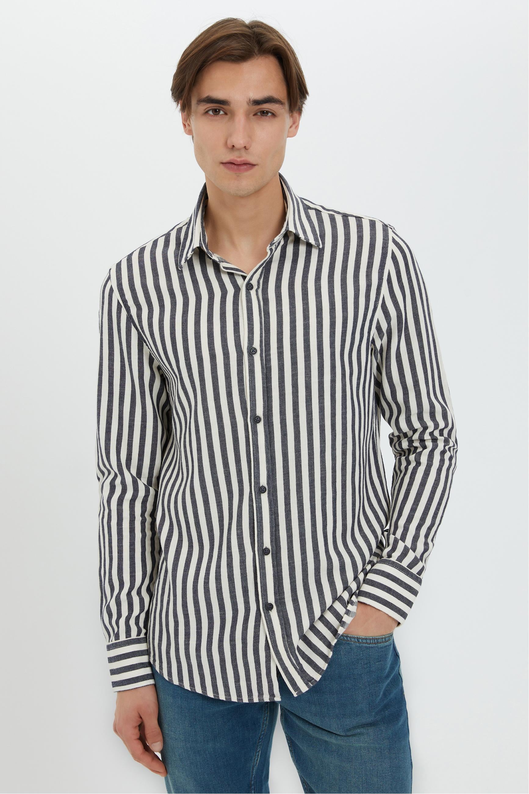 ÇİZGİLİ PAMUKLU REGULAR FIT GÖMLEK