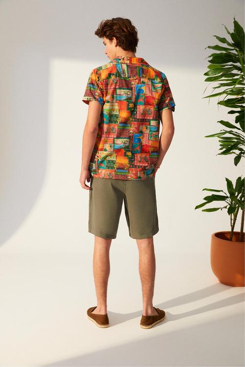  DESENLİ KISA KOLLU REGULAR FIT GÖMLEK