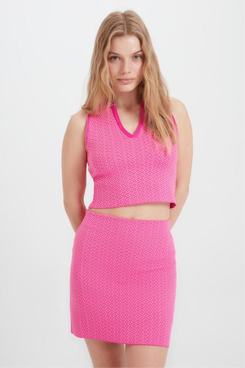  JAKARLI DAR KESİM MİNİ TRİKO ETEK