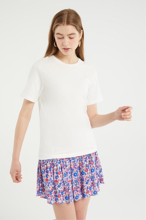  PAPATYA NAKIŞLI KISA KOLLU T-SHIRT