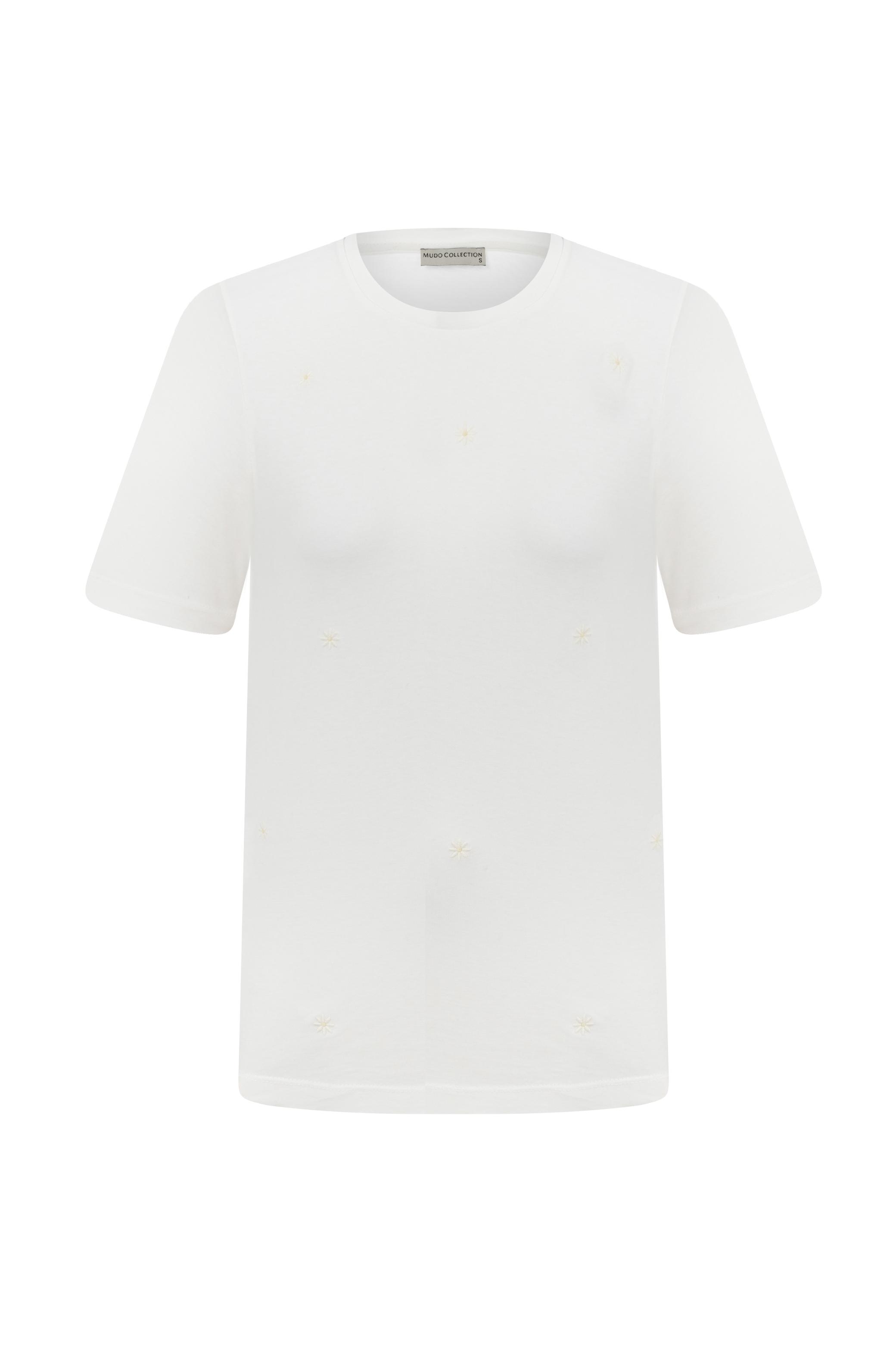 PAPATYA NAKIŞLI KISA KOLLU T-SHIRT