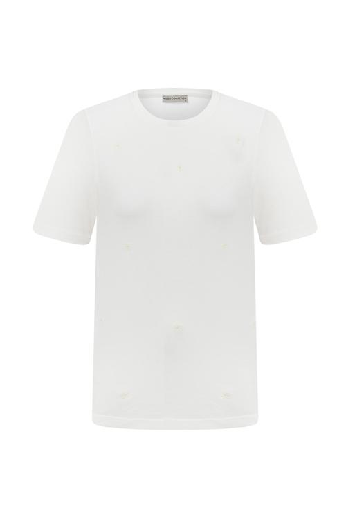  PAPATYA NAKIŞLI KISA KOLLU T-SHIRT