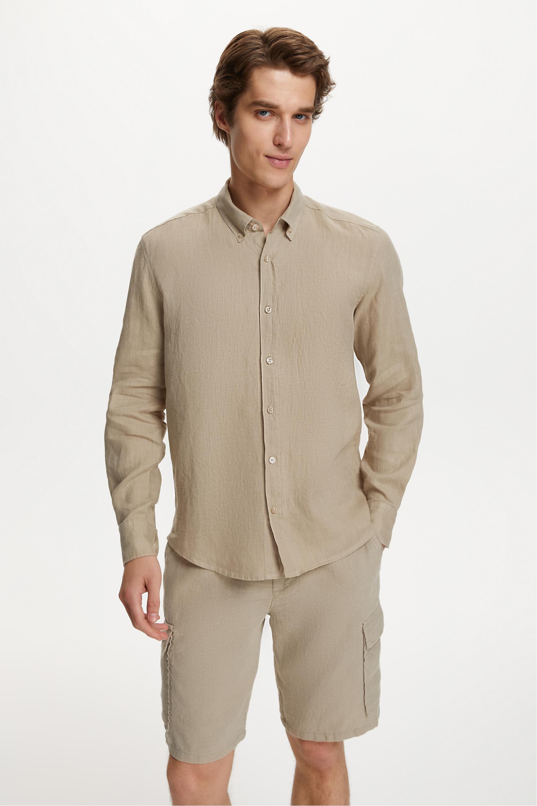 SLIM FIT KETEN GÖMLEK