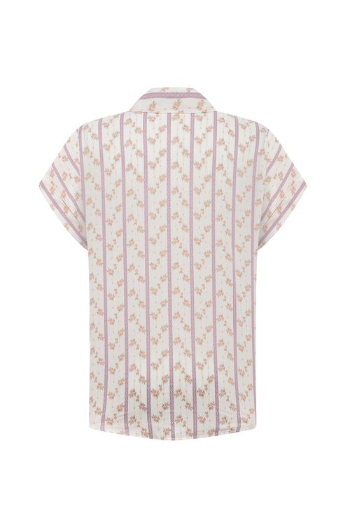  ÇİÇEKLİ RAHAT KESİM KISA KOLLU GÖMLEK