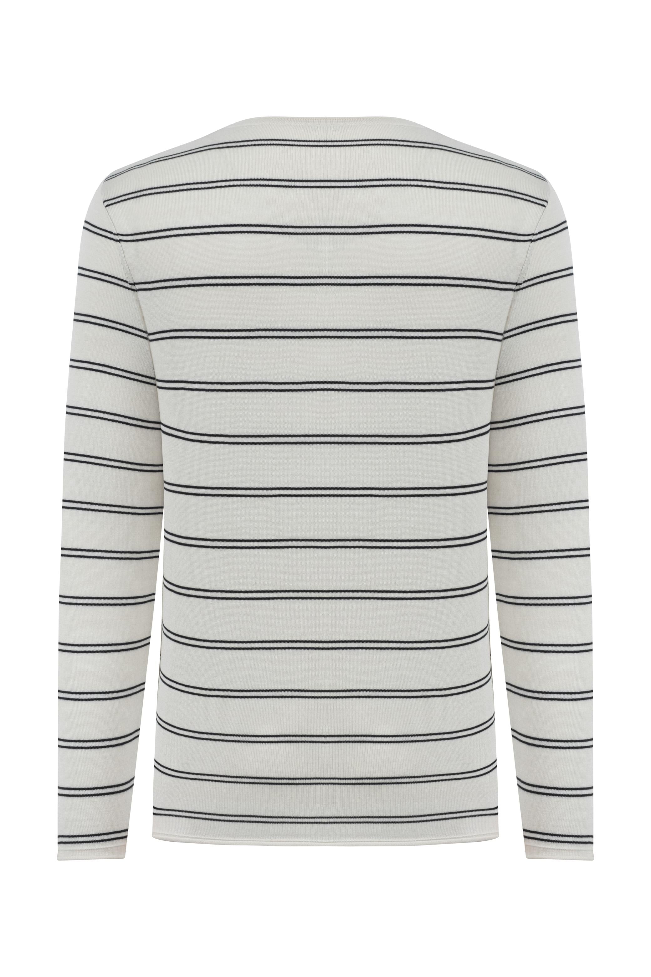 BİSİKLET YAKA ÇİZGİLİ TRİKO KAZAK