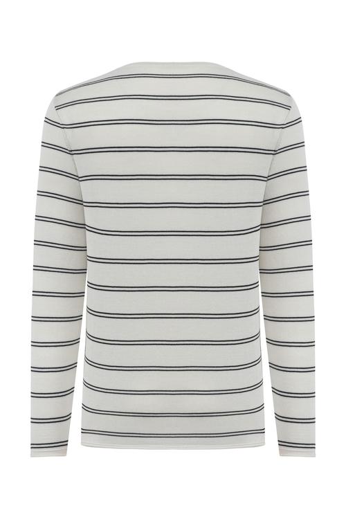  BİSİKLET YAKA ÇİZGİLİ TRİKO KAZAK