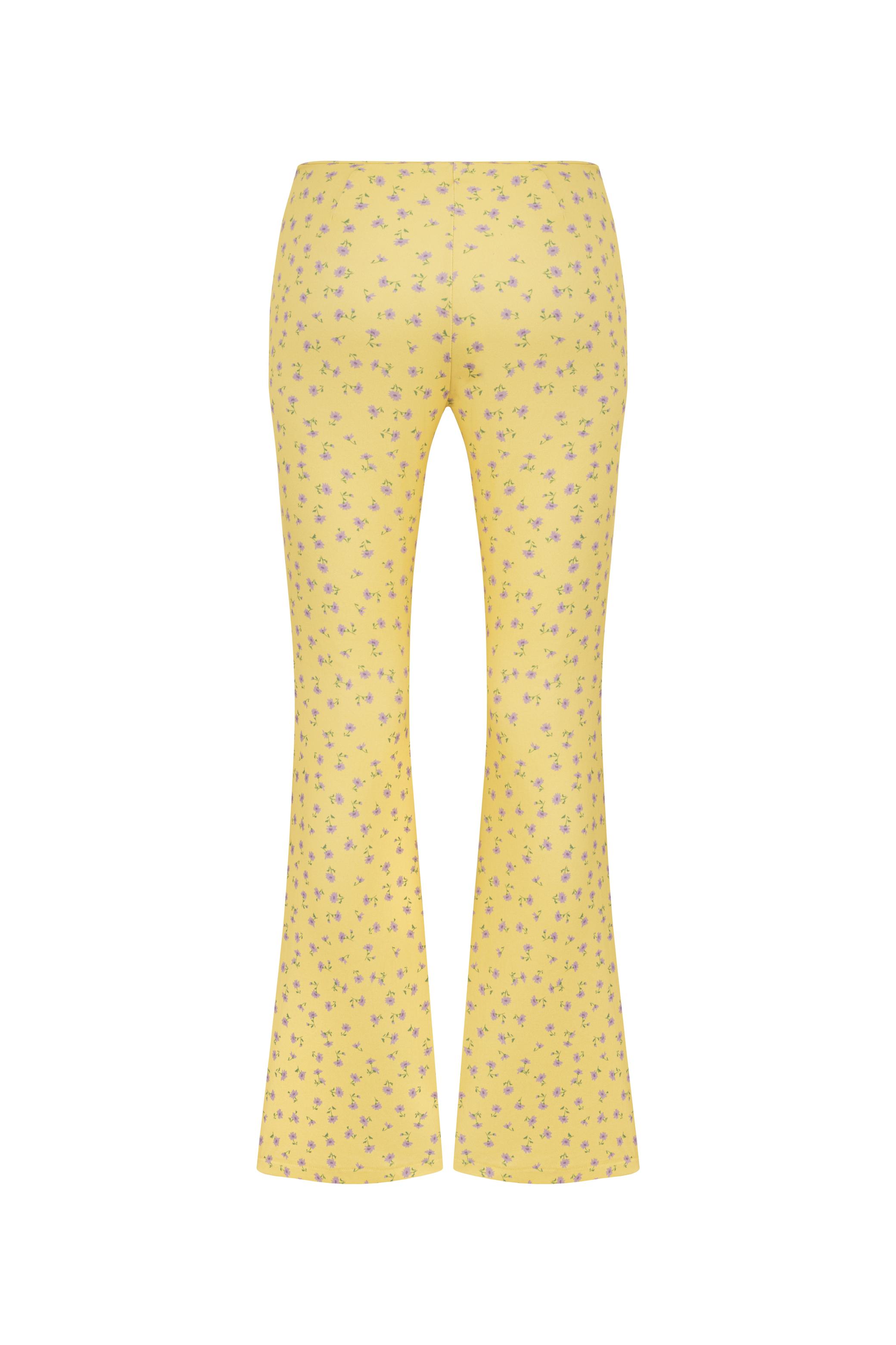 ÇİÇEK DESENLİ KISA İSPANYOL PAÇA PANTOLON