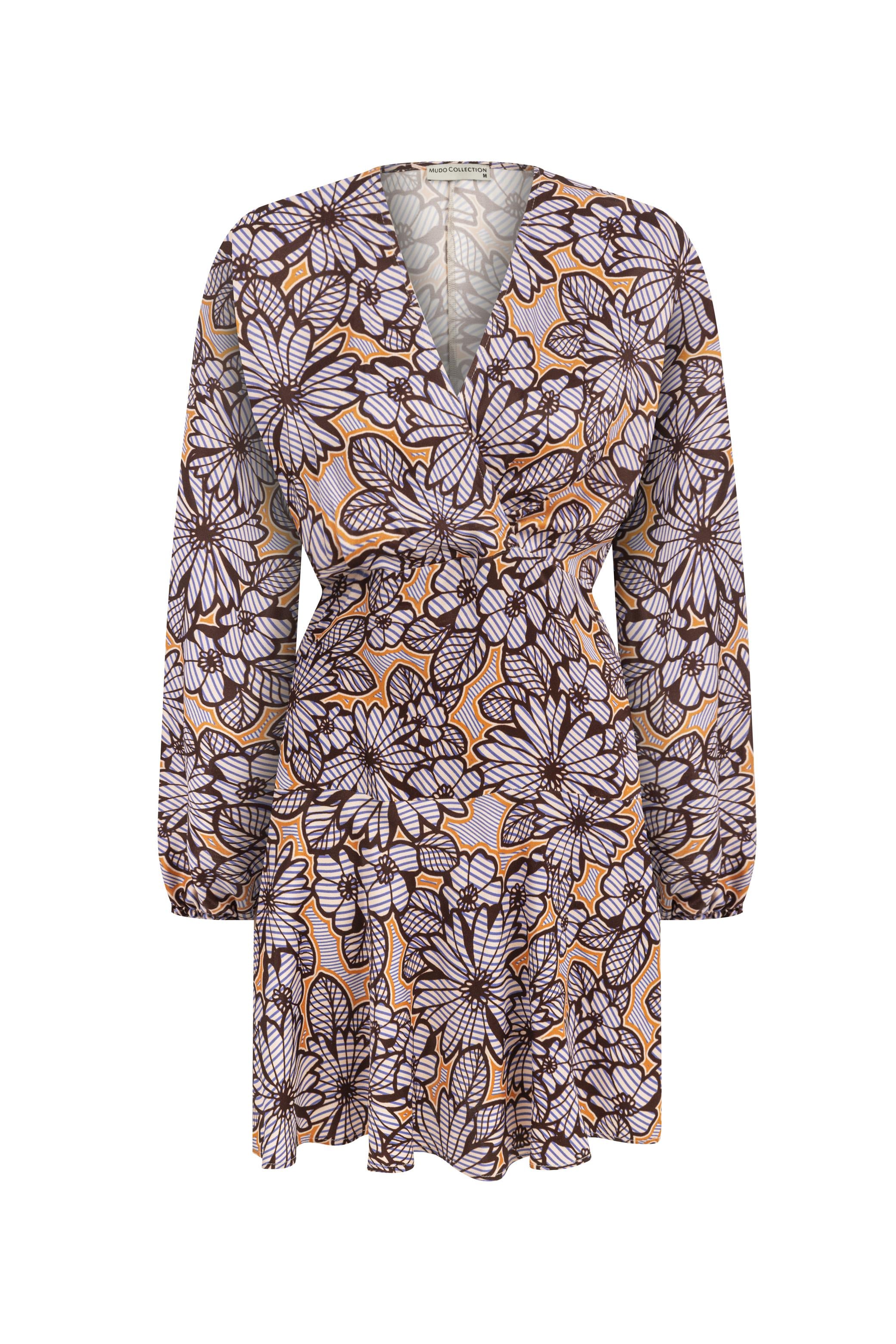 ÇİÇEK DESENLİ KRUVAZE MİNİ ELBİSE