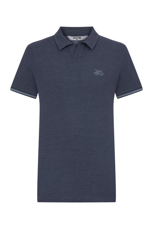  POLO YAKA KISA KOLLU NAKIŞLI T-SHIRT