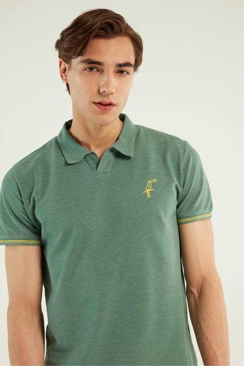  POLO YAKA KISA KOLLU NAKIŞLI T-SHIRT