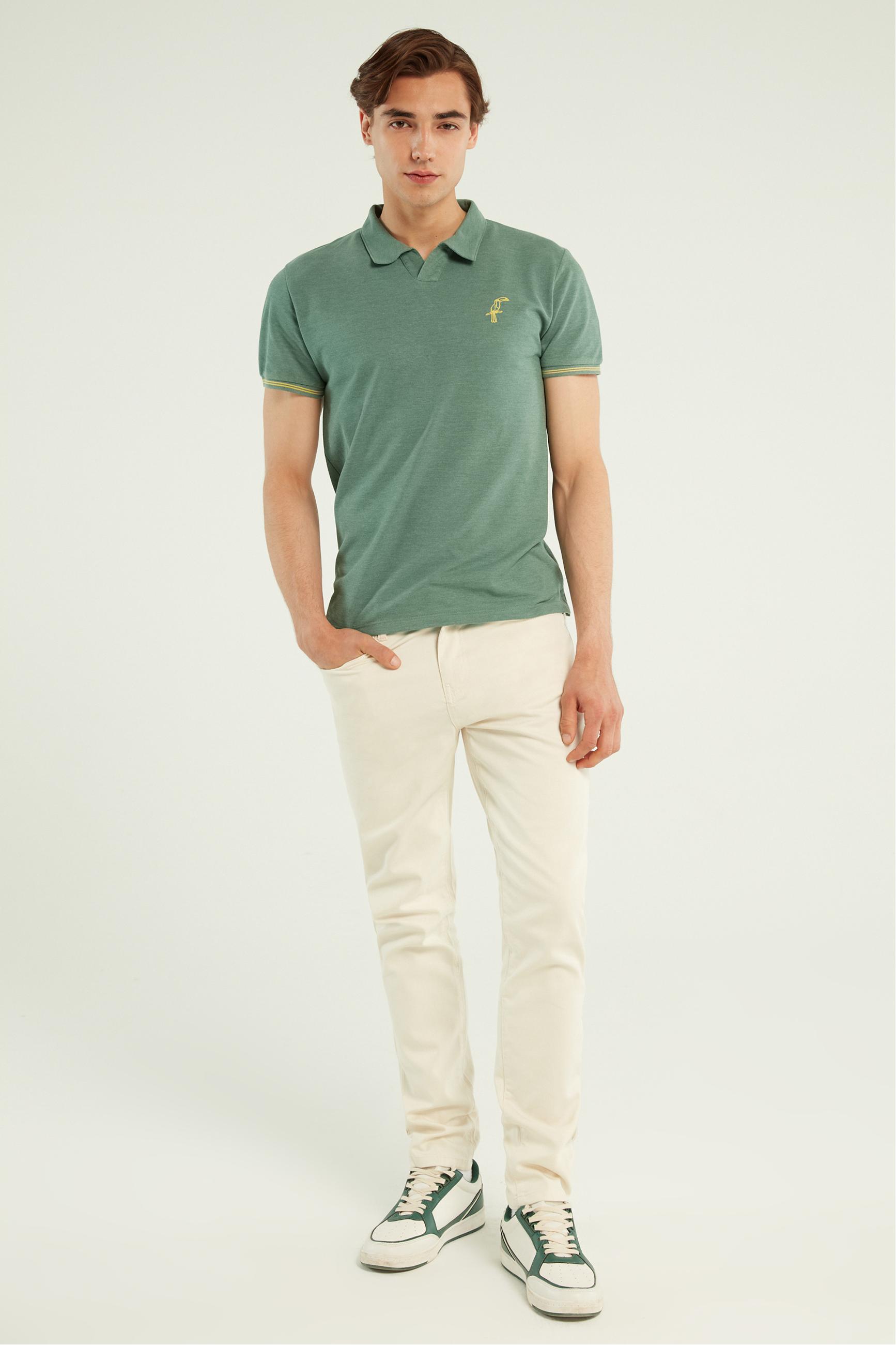 POLO YAKA KISA KOLLU NAKIŞLI T-SHIRT