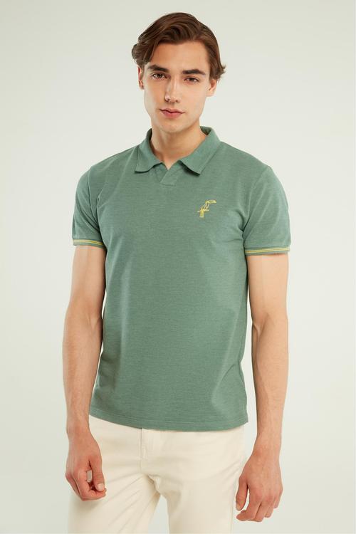  POLO YAKA KISA KOLLU NAKIŞLI T-SHIRT