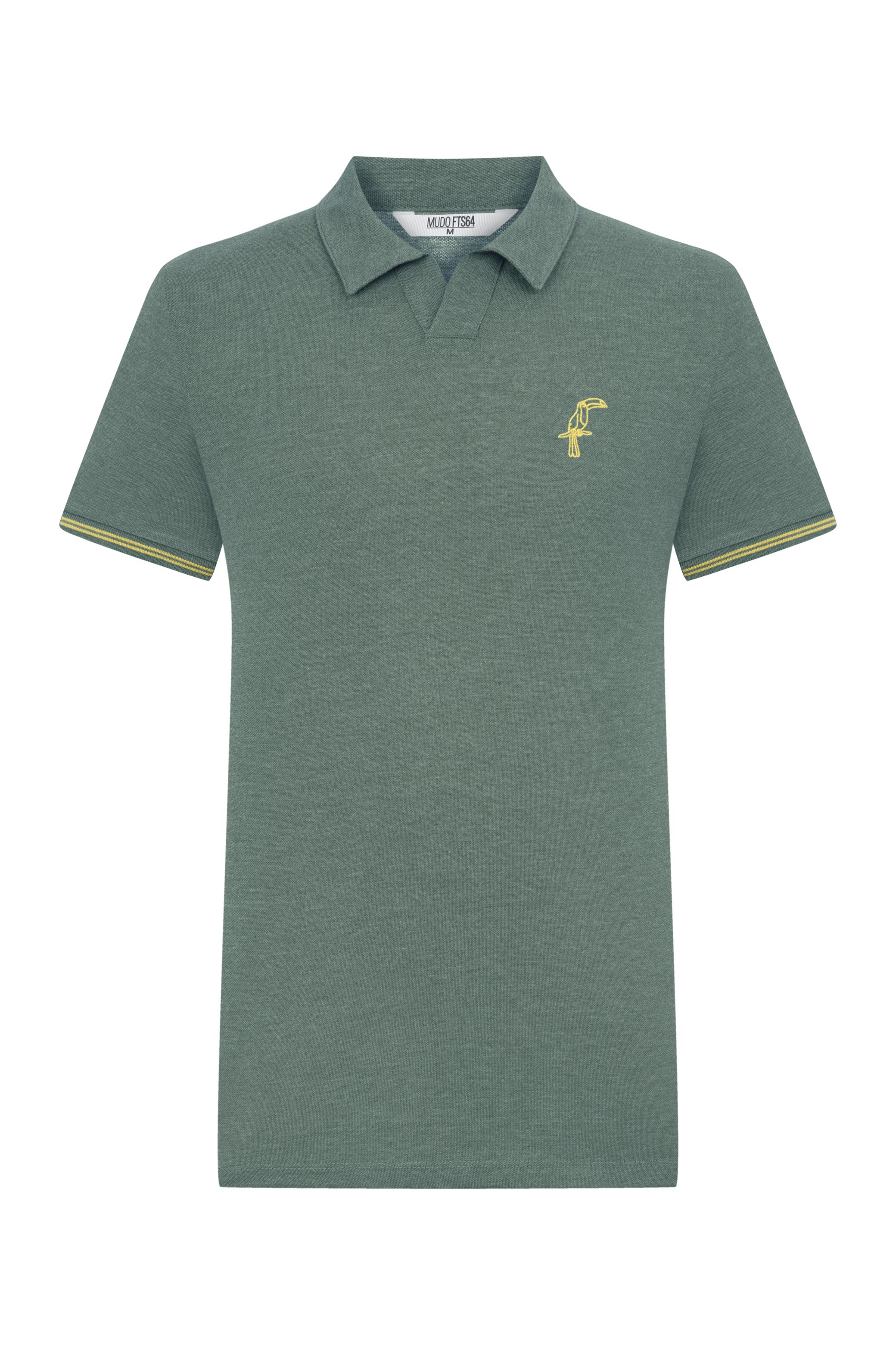 POLO YAKA KISA KOLLU NAKIŞLI T-SHIRT