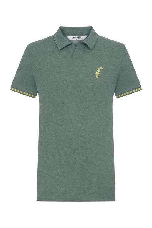  POLO YAKA KISA KOLLU NAKIŞLI T-SHIRT