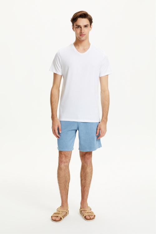  V YAKA KISA KOLLU T-SHIRT