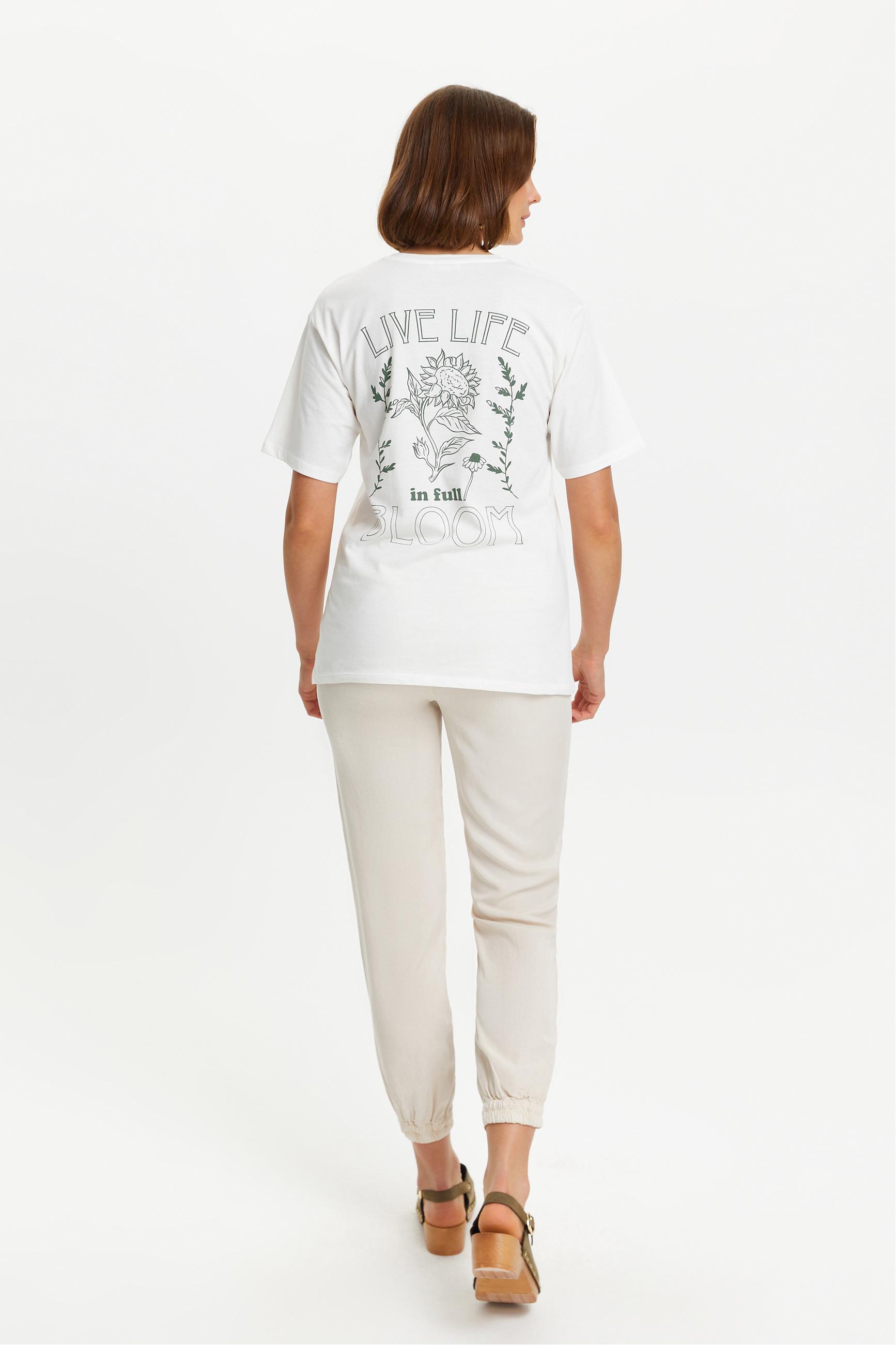 BASKILI BİSİKLET YAKA KISA KOLLU T-SHIRT