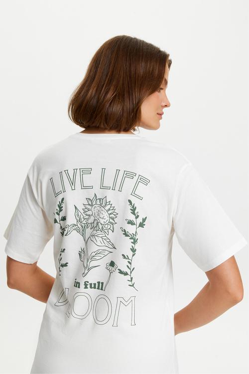  BASKILI BİSİKLET YAKA KISA KOLLU T-SHIRT