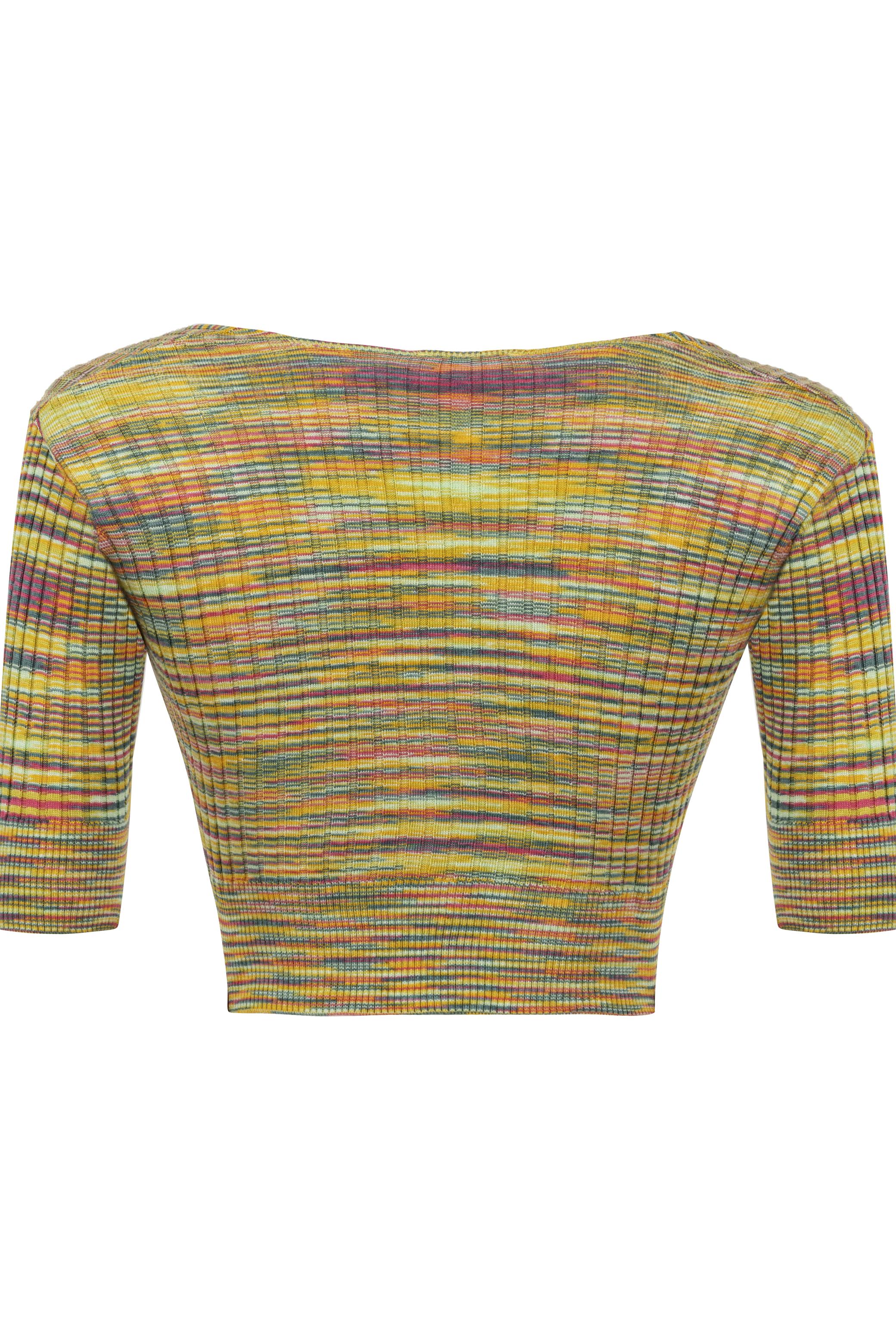 V YAKA TRİKO CROP BLUZ