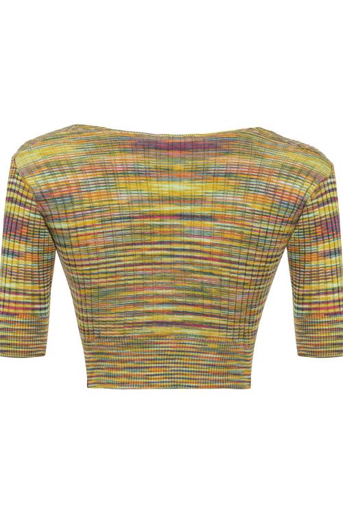  V YAKA TRİKO CROP BLUZ