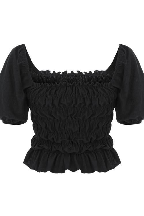  FIRFIR DETAYLI GİPELİ DÜŞÜK OMUZ BLUZ