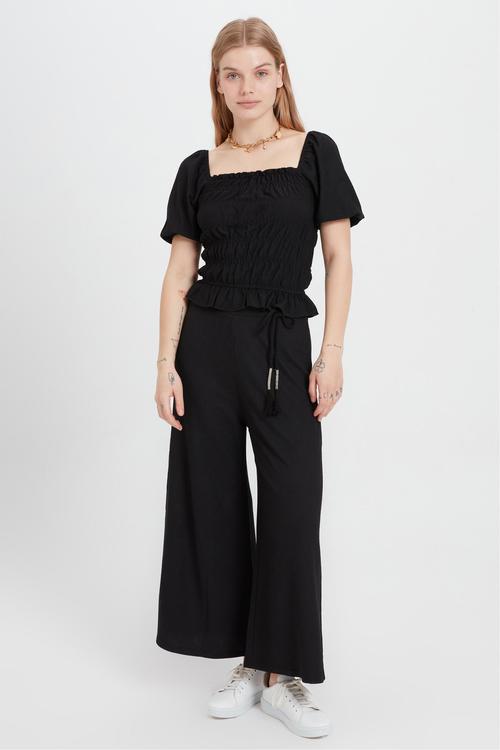  FIRFIR DETAYLI GİPELİ DÜŞÜK OMUZ BLUZ